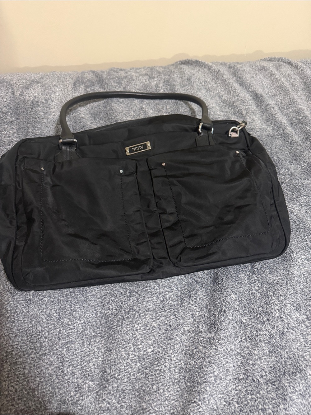 Tumi Black Nylon Laptop Tote with Dual Front Pockets